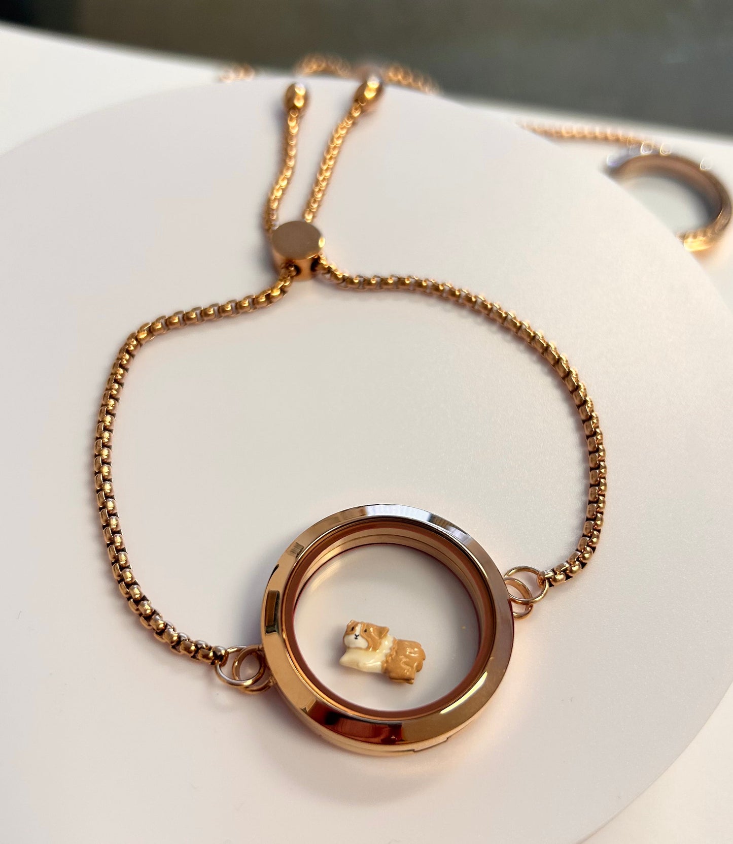 Memory Locket Slide Fastening Bracelet - Rose Gold Large