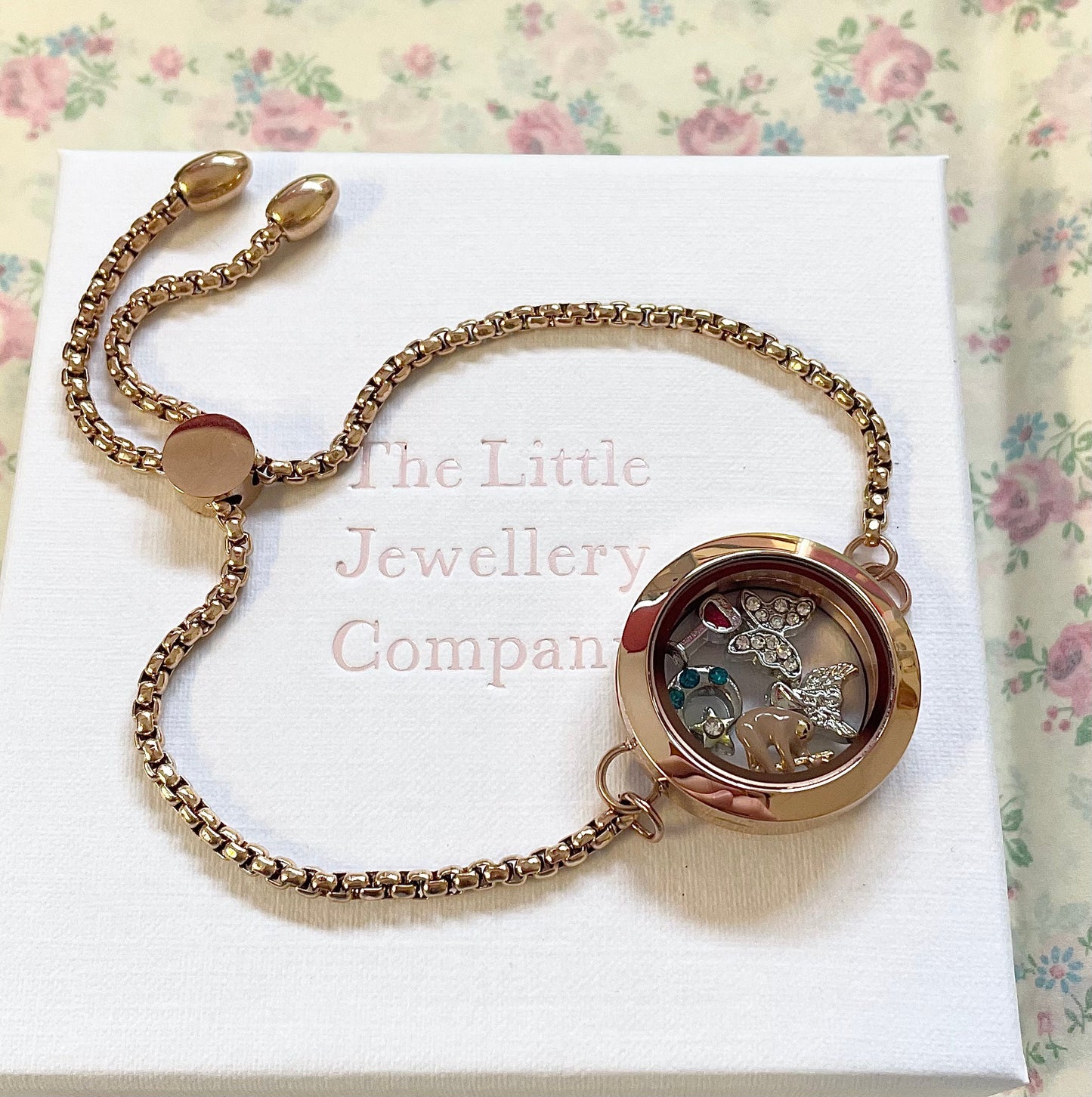 Memory Locket Slide Fastening Bracelet - Rose Gold Medium