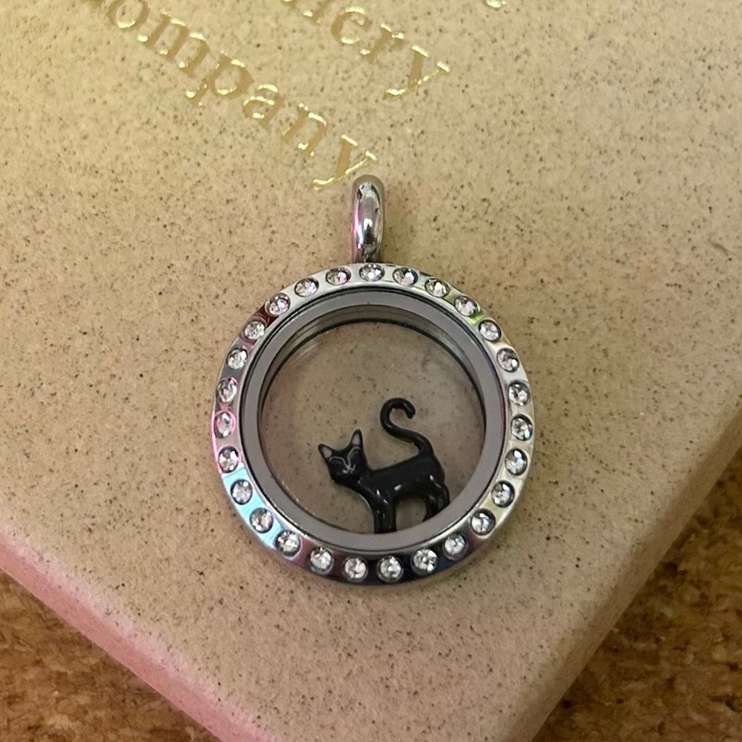 Memory Locket Charm - Black Kitty - The Little Jewellery Company