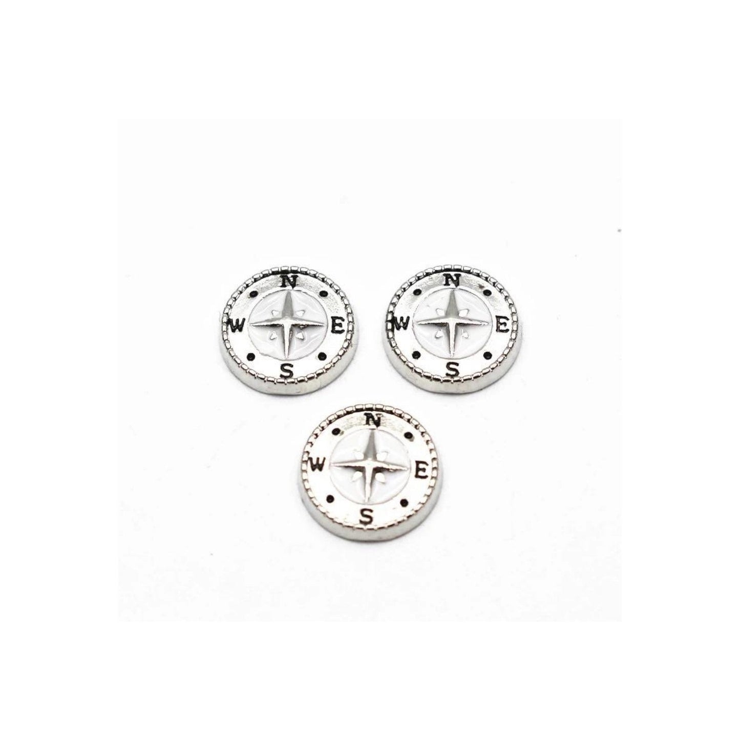 Memory Locket Charm - Compass (Silver) - The Little Jewellery Company