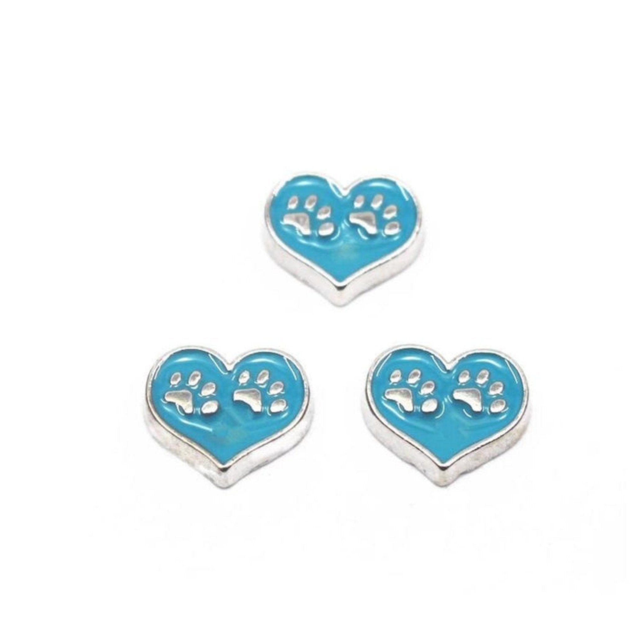 Memory Locket Charm Paw prints heart (blue) Charm Lockets