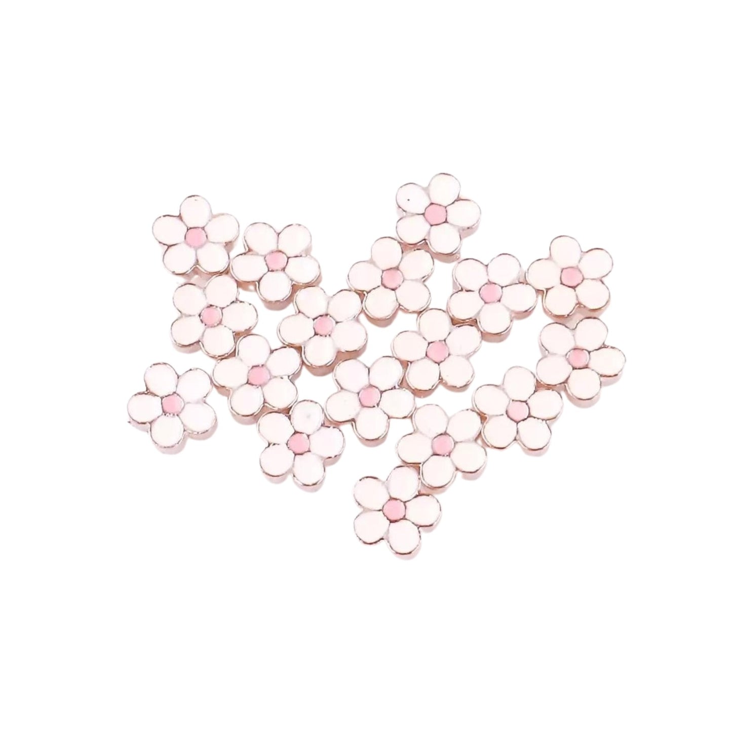 Memory Locket Charm - White and Pink Flower - The Little Jewellery Company