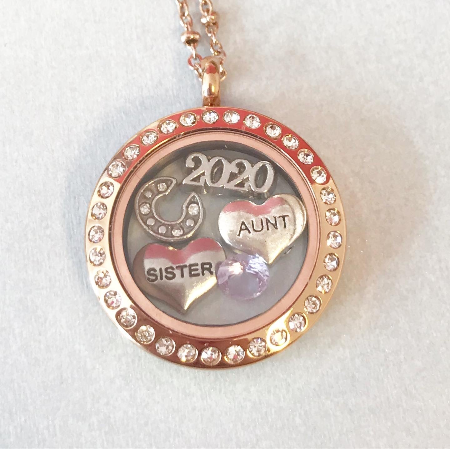 Memory Locket Rose Gold Crystal - Medium - The Little Jewellery Company