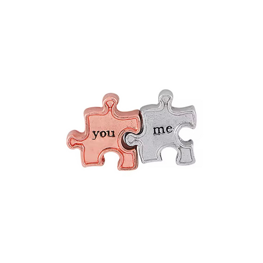 Memory Locket Charm - You and Me Puzzle Pieces