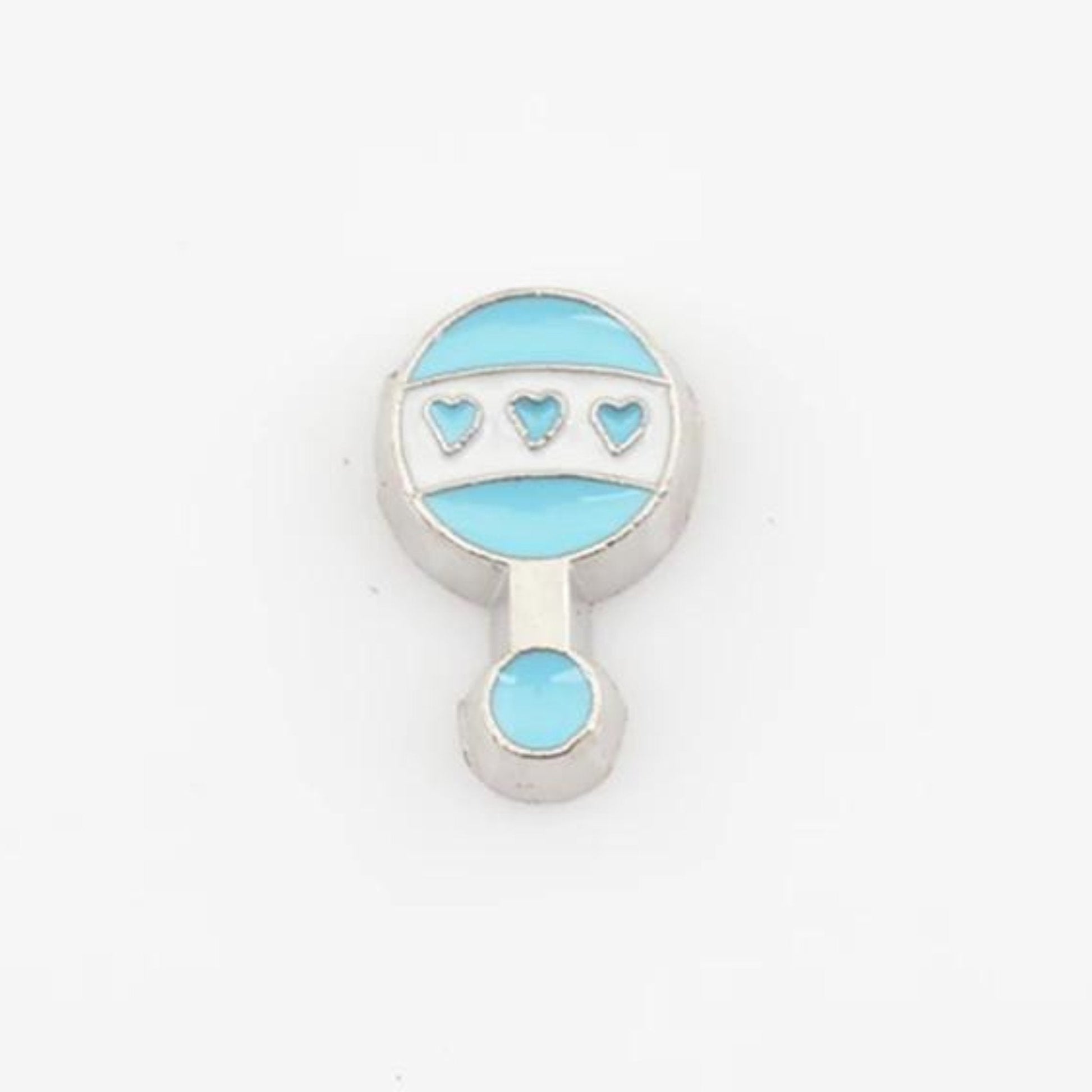 Memory Locket Charm - Baby’s Rattle (Blue) - The Little Jewellery Company