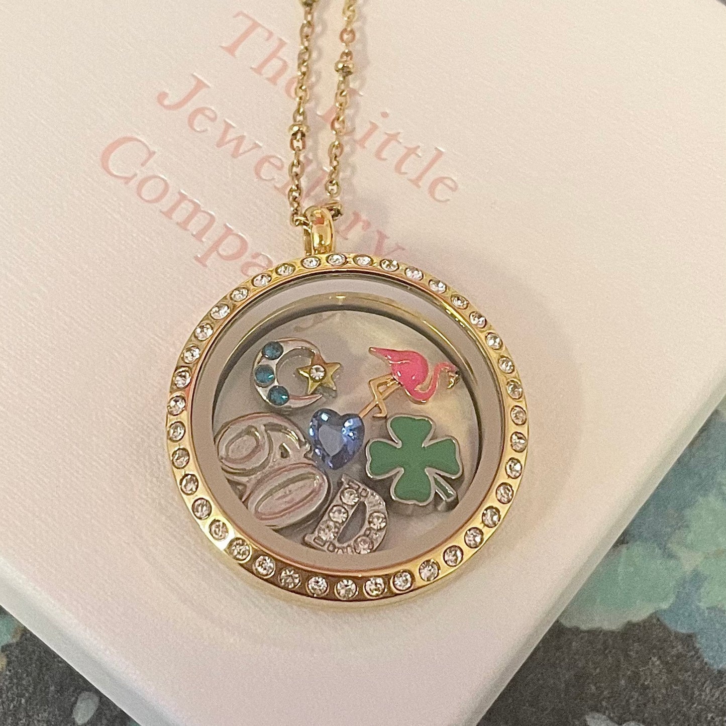 Memory Locket Gold Crystal - Medium - The Little Jewellery Company