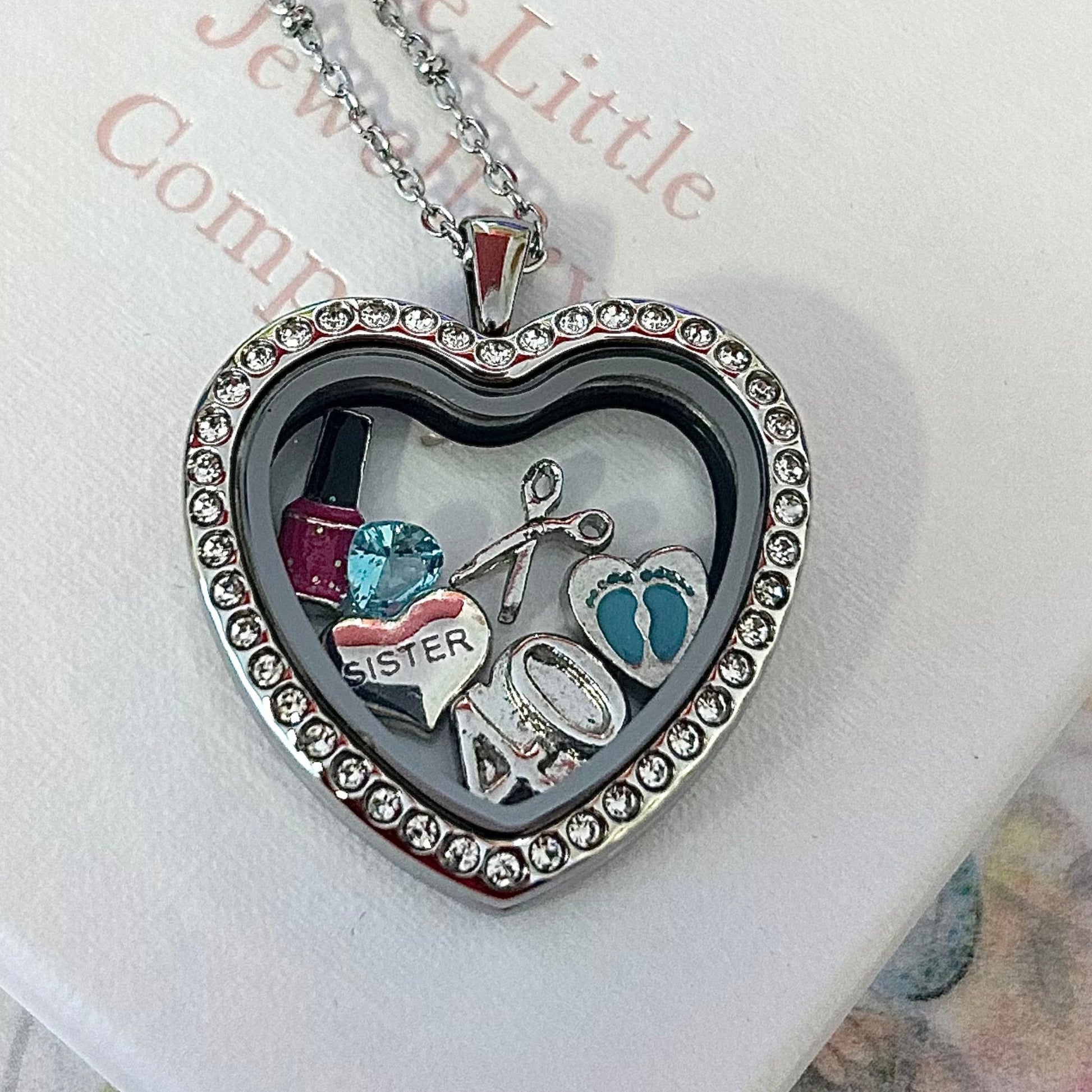 Memory Locket Heart Silver Crystal - The Little Jewellery Company