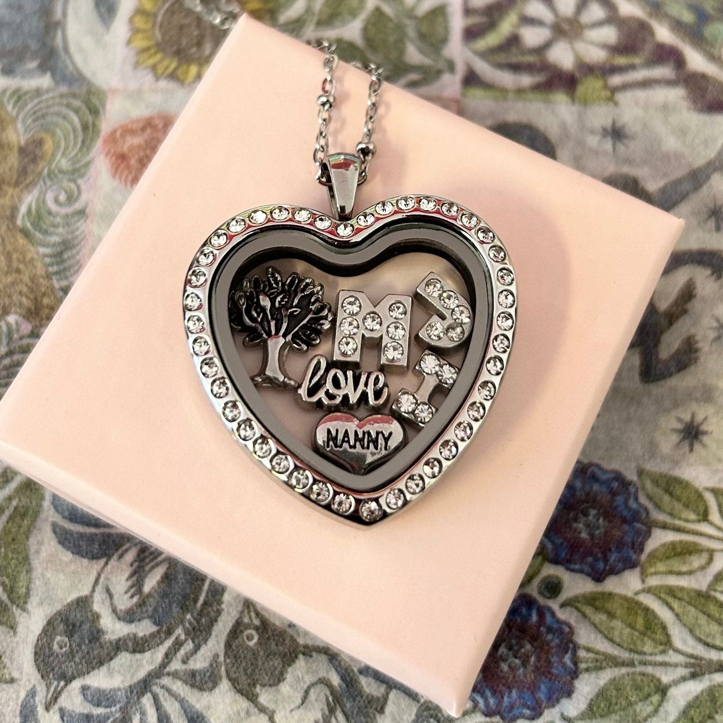 Memory Locket Heart Silver Crystal - The Little Jewellery Company