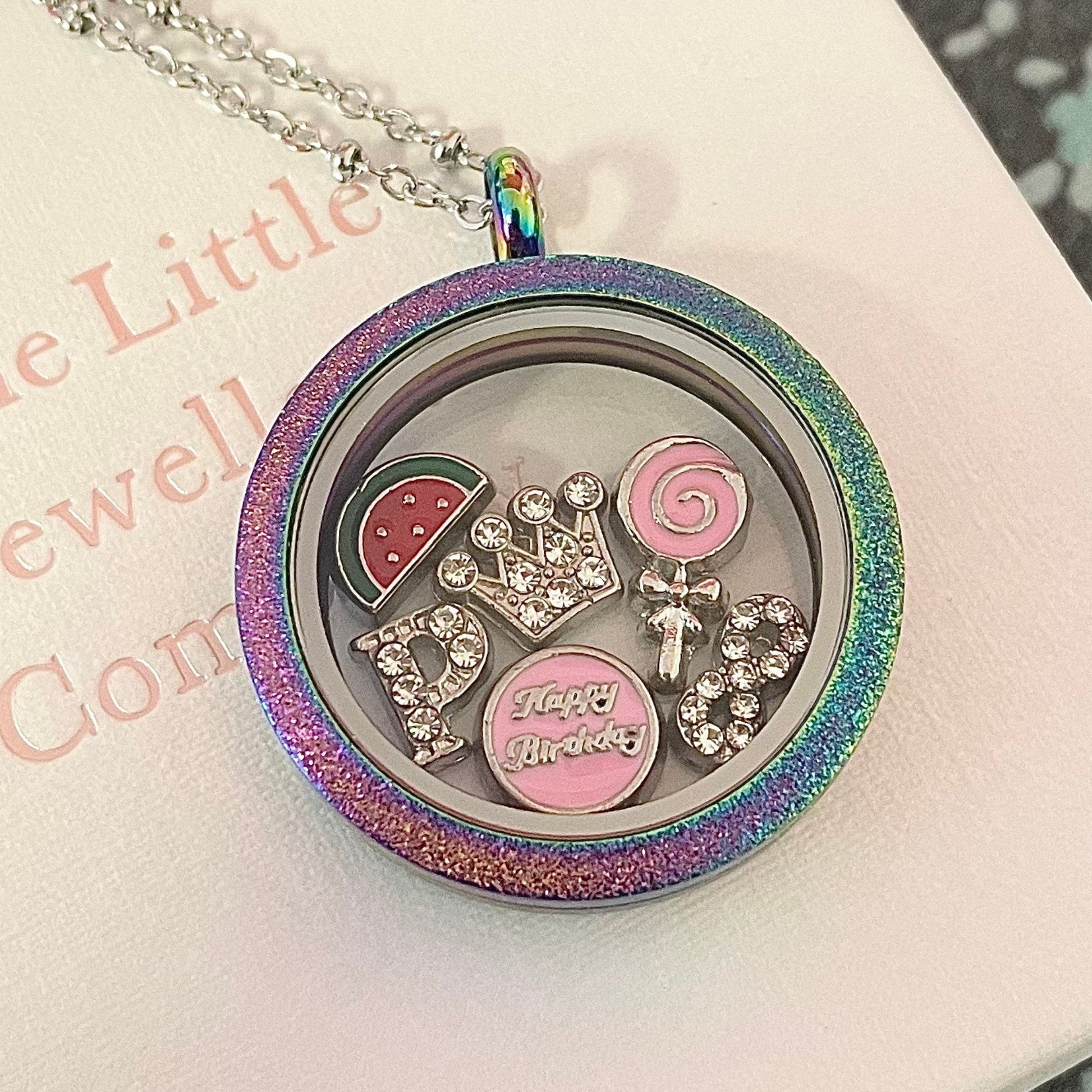 Memory Locket Rainbow Shimmer - Large - The Little Jewellery Company