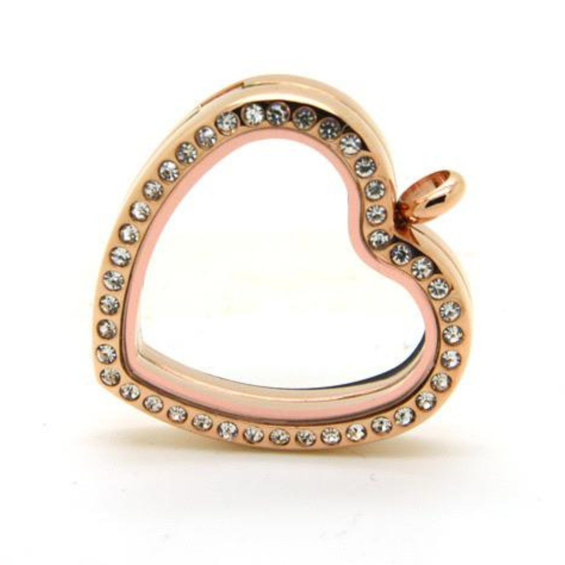 Memory Locket Rose Gold Crystal Heart - The Little Jewellery Company