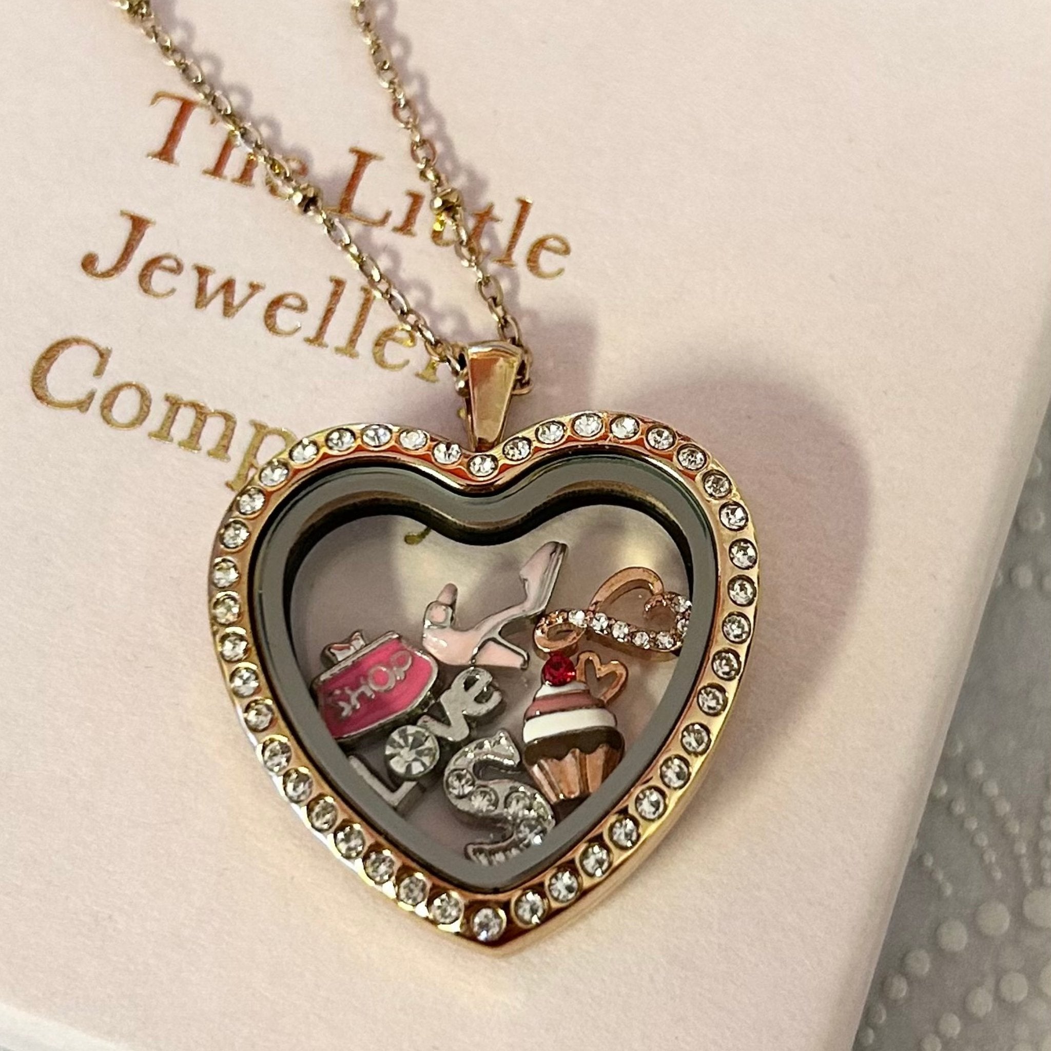 Rose Gold Locket newest w/ Heart Plate and Stardust