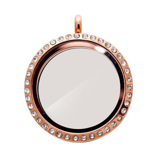 Memory Locket Rose Gold Crystal - Large - The Little Jewellery Company