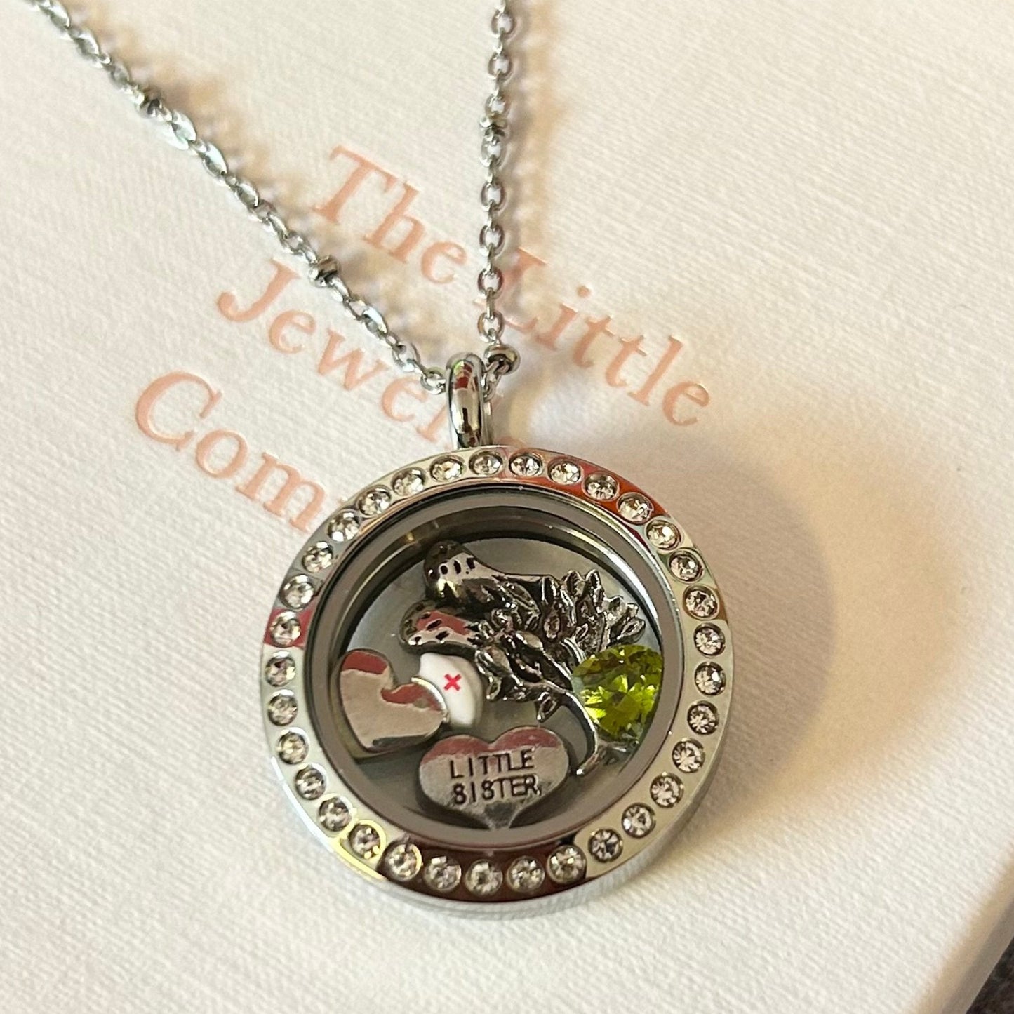 Memory Locket Silver Crystal - Medium - The Little Jewellery Company