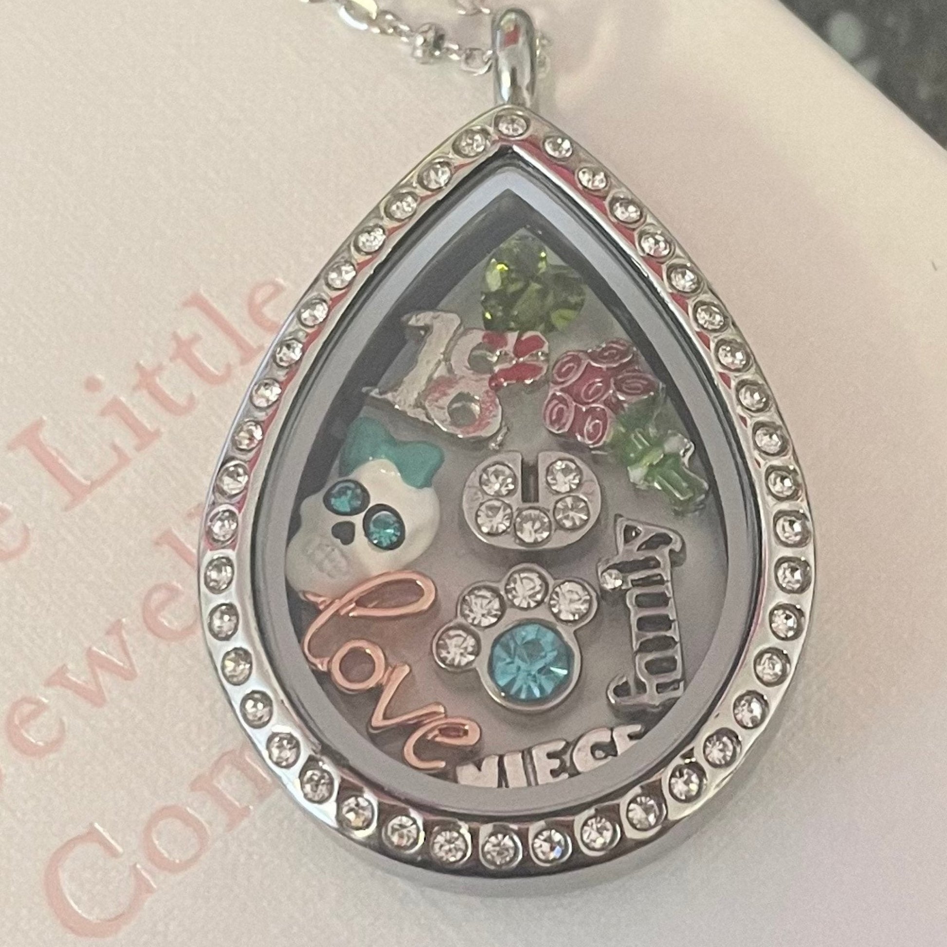 Memory Locket Silver Crystal Teardrop - The Little Jewellery Company