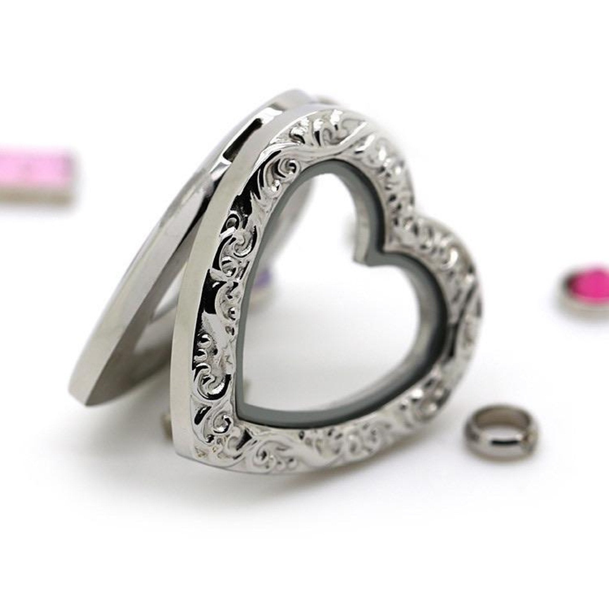 Locket Border Memory Locket Silver Filigree Border – Charm Lockets