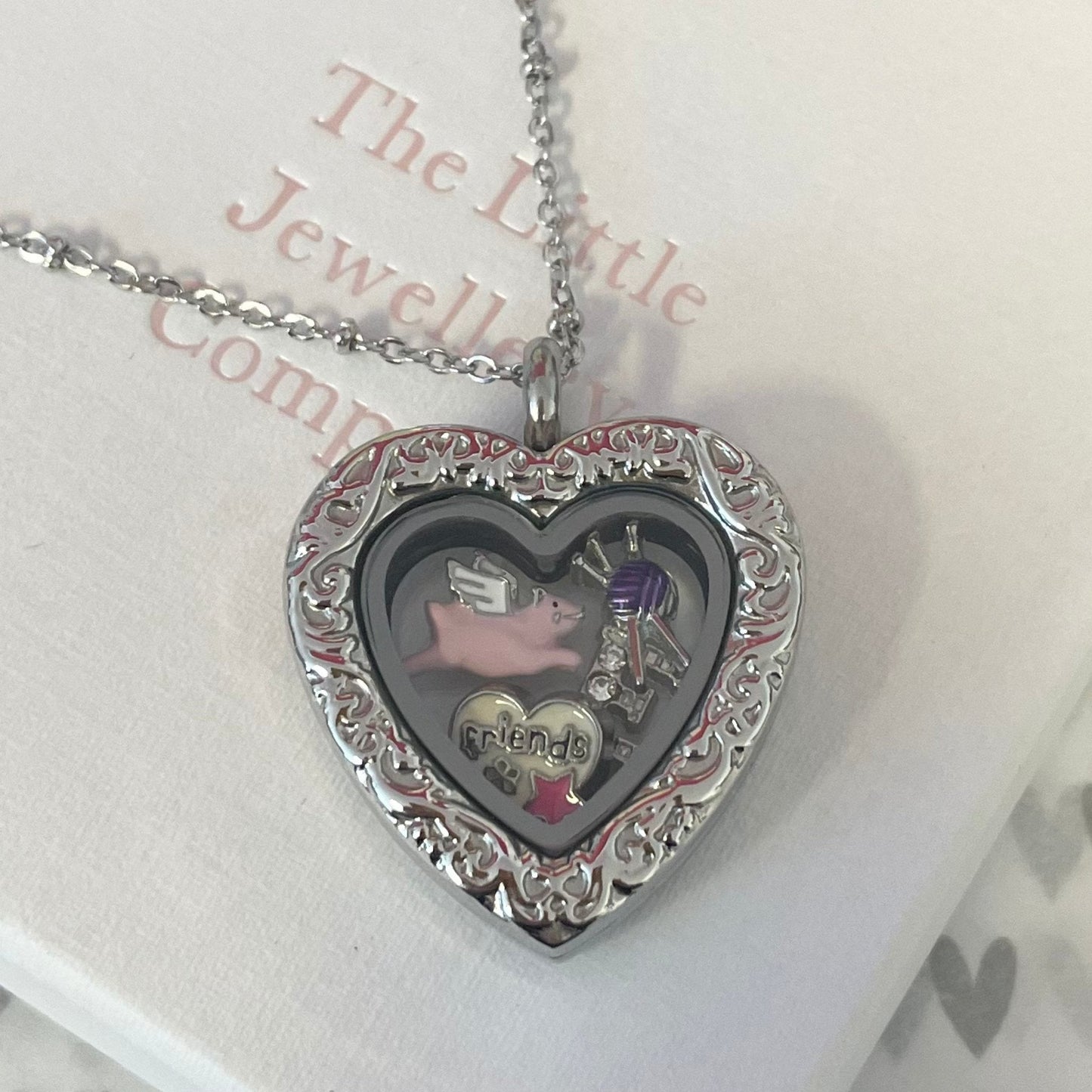 Memory Locket Silver Filigree Border - The Little Jewellery Company