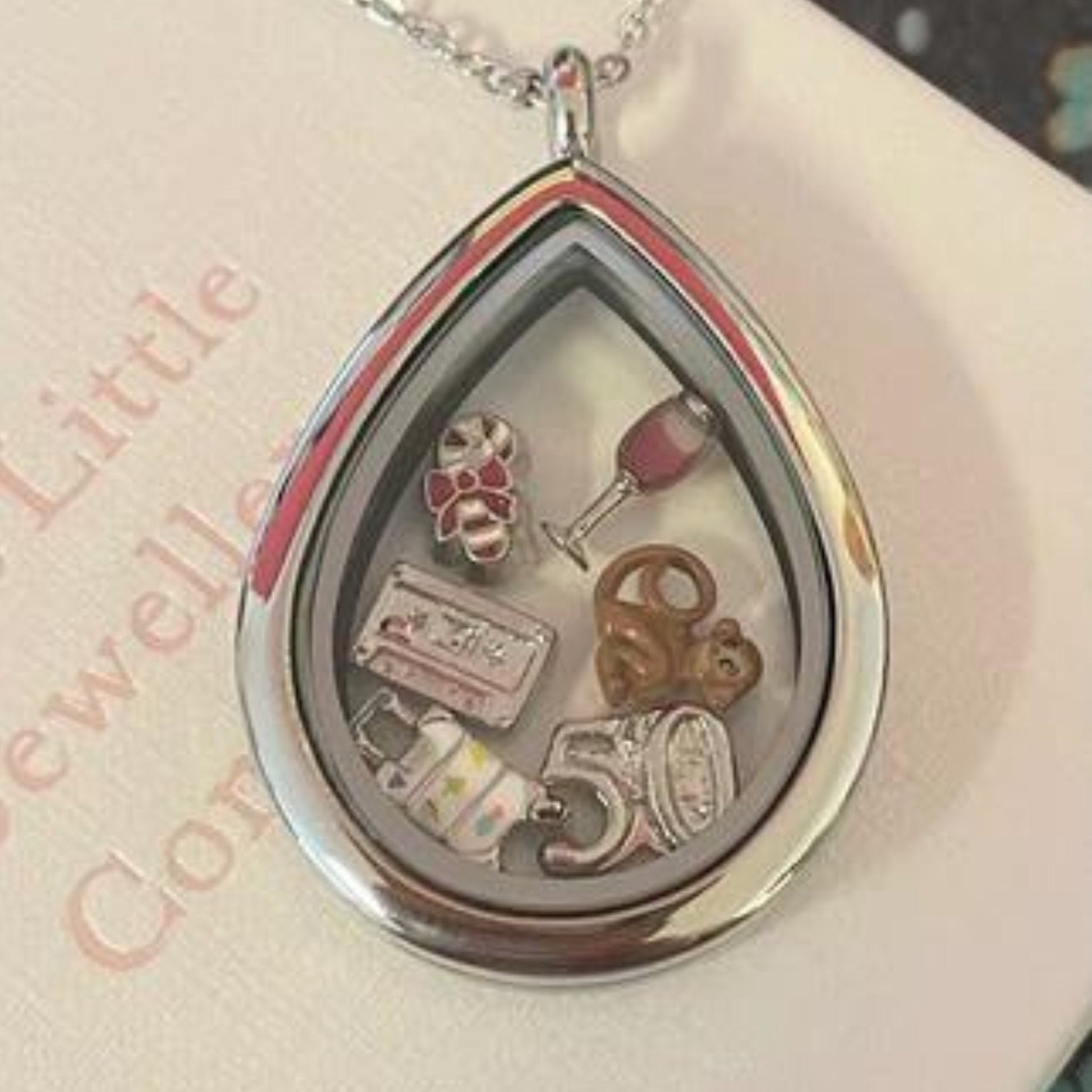 Memory Locket Silver Teardrop - The Little Jewellery Company